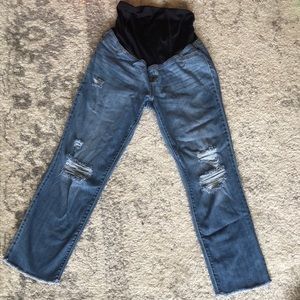 Isabel maternity crop distressed jeans